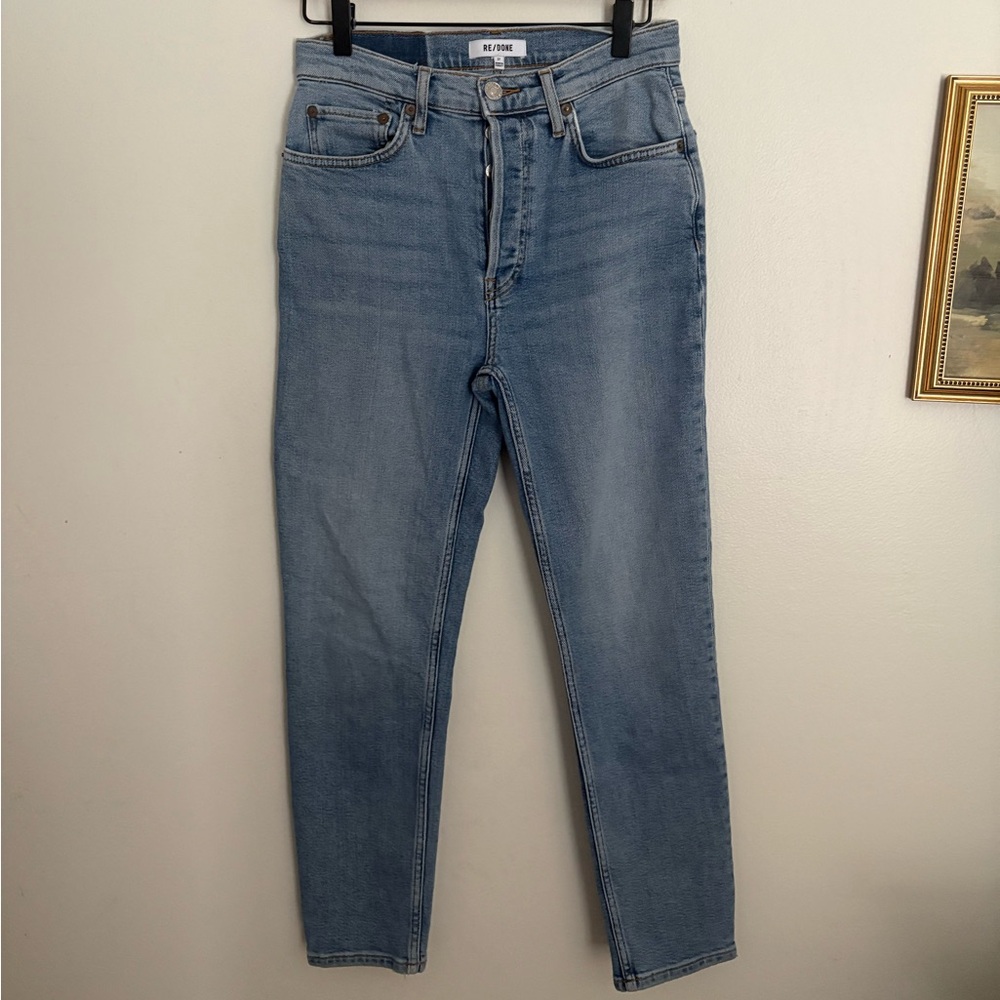 Anthropologie RE/DONE 90s High-Waisted Ankle Crop Button Fly Jeans Women 27 EUC